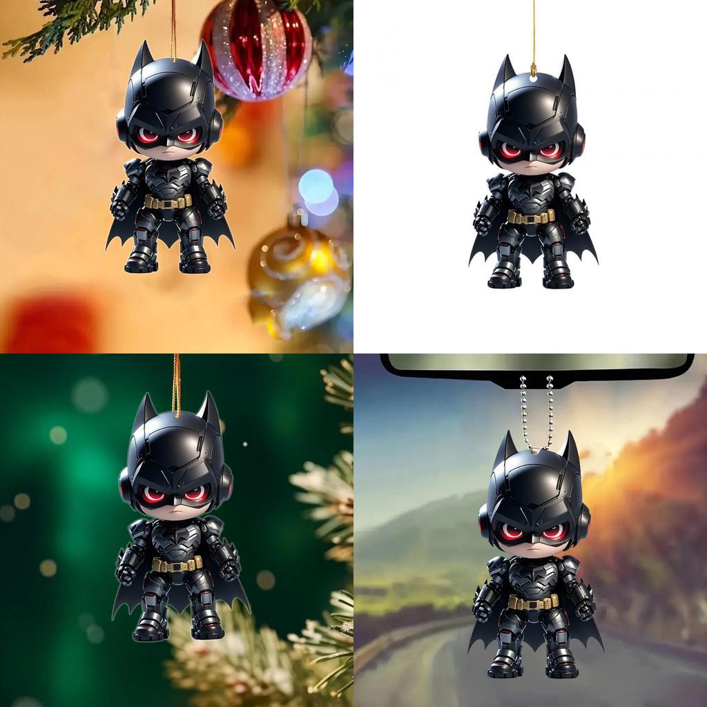 Cute Cartoon Batman Pattern Acrylic Pendant For Vehicle Interior Decor