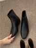 Coarse heel suede square head short boots women's 2025 autumn and winter new warm velvet women's boots Korean version thin boots fashion boots