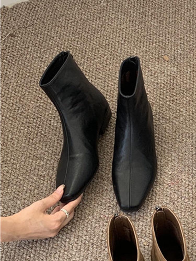 Coarse heel suede square head short boots women's 2025 autumn and winter new warm velvet women's boots Korean version thin boots fashion boots