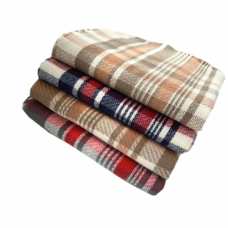 Autumn and Winter Long Scarf with Fringed Warm Women's Imitation Cashmere Plaid Shawl