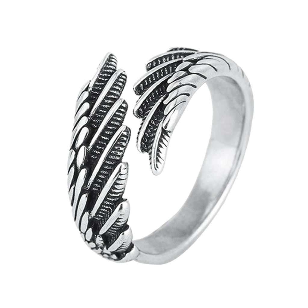 Open Designs Feather Styles Rings Adjustable Sizes Silver Plated Alloy Jewelry for Casual or Formal Occasions
