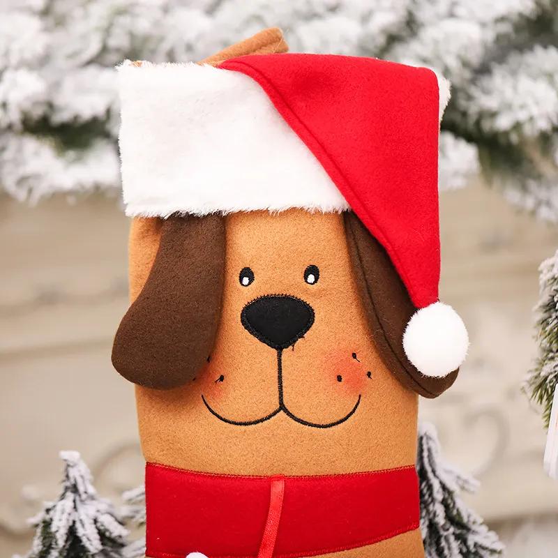 Weihnachten Hund Hängegeschenktasche Cartoon Haustier Hund Socken Ornament Weihnachtsfeier Anhänger Dekoration Requisiten YFA2098
