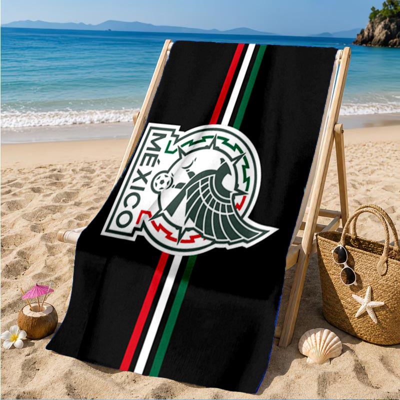 Mexico Football Crest Beach Towel, Quick-drying, Easy to Care for, Suitable for Both Fitness and Beach Vacations,Sports Essential