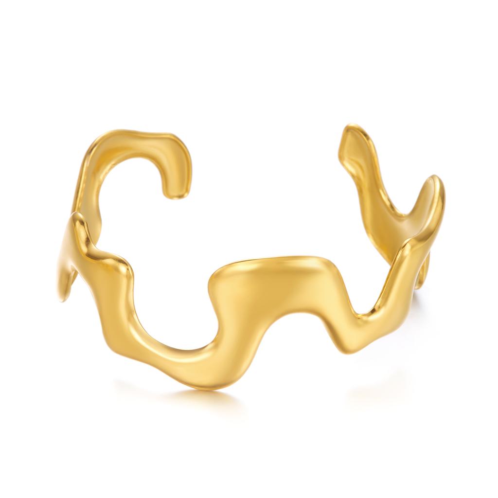 Exaggerated Stainless Steel Metal Shell Flower Cuff Bangle Bracelet for Women Vintage Gold Color Bangles Beach Party Jewelry New
