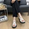 Popular Internet celebrity retro silver platform word cross sandals women 2025 new high sense heightened Roman sandals