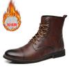 Amerikanische Cowboystiefel Herren Leder High-Top-Stiefel Britische Retro Lokomotive Stiefel Winter Samt Warm Martin Stiefel