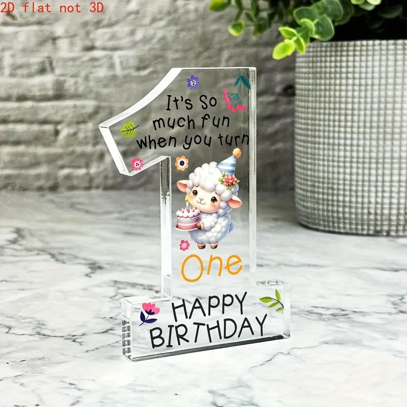 1pc Fun Birthday Decoration with Cute Tiger and Number 1 - Transparent Acrylic Happy Birthday Plaque, Desktop Decor, Gift for Birthday Girl/ Boy 