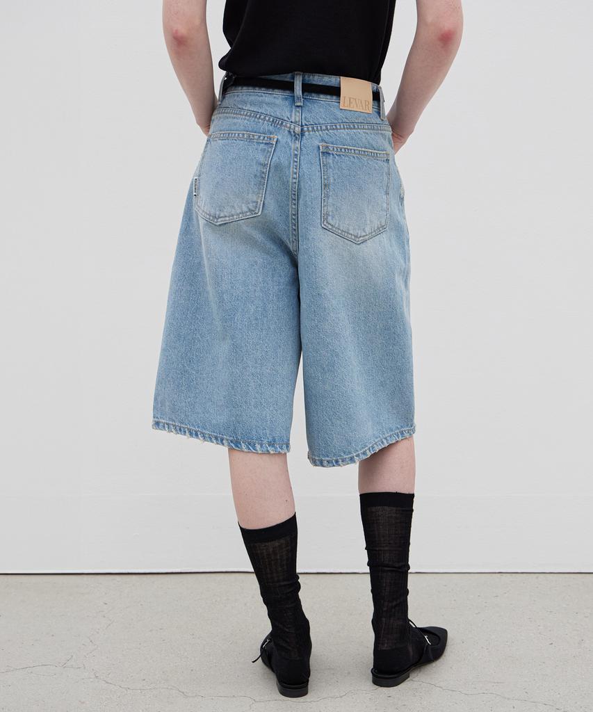 Leuba Relaxed Wide Bermuda Denim - Light Blue