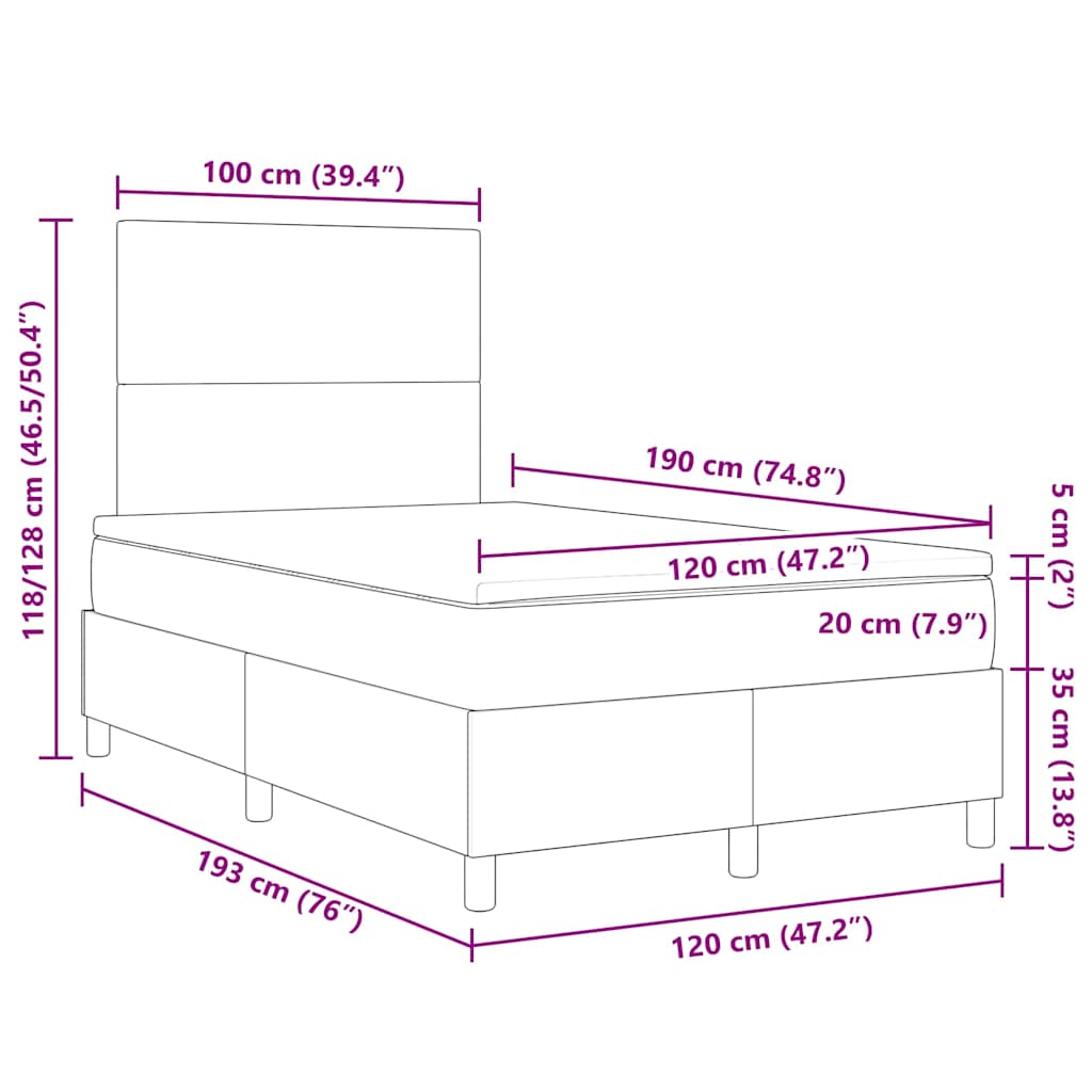 Box Spring Bed in Light Grey and White 120 x 190 cm Cord Fabric