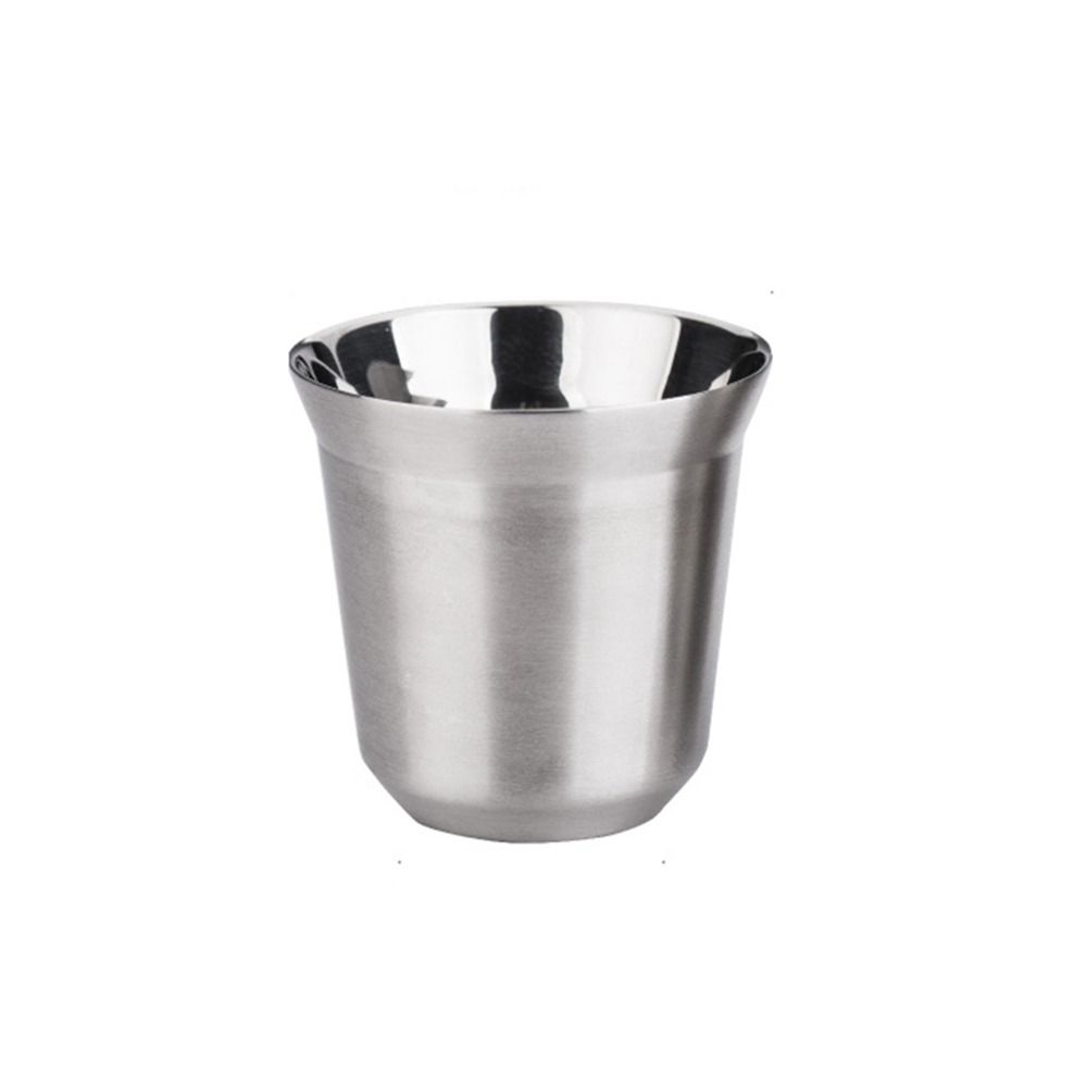 

Double Wall Coffee Mug Stainless Steel Travel Tumbler Anti-scald Water Cup Camping 80ml серебряный