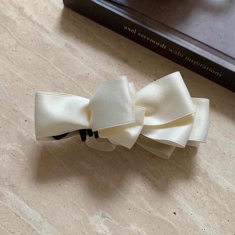 High Ponytail Vertical Clip Hair Claw High-end Hair Accessories For Women Retro Satin Bow Banana Clip Hairpin Back Of The Head
