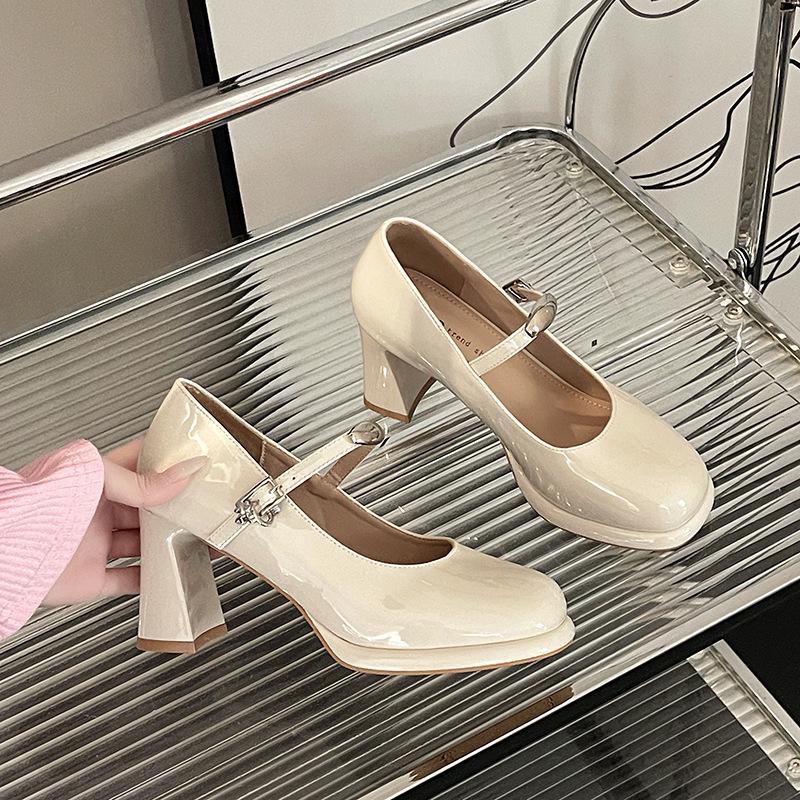 Popular commuter Mary Jane single shoes high heels women's 2025 new models with thick heels women's shoes temperament shallow mouth