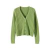 Women's V Neck Knitted Cardigan Short Jacket Loose Long Sleeve Autumn Versatile Outfit Top Sweater