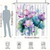 ~O~Lotus Flowers Shower Curtain - Soft Pink Lavender & White, Blue-Green Leaves, Watercolor, Polyester, 12 Hooks, 70.8x70.8 Inch
