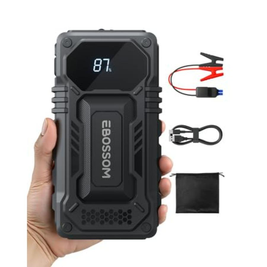 Car Battery Jump Starter 12000mAh 44.4Wh Vehicle Jump Booster with Smart Jumper Cables LED Light Emergency Kit for Cars Red JS6 12000mAh