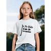 European Size Girls Round Neck Short Sleeved T Shirt with Unique English Print