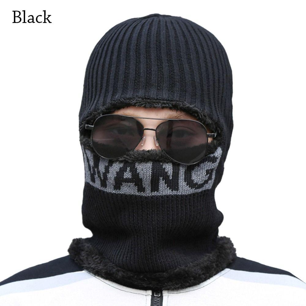 Fleece Neck Scarf Cap Soft Balaclava Winter Knitted Hat  Men Women