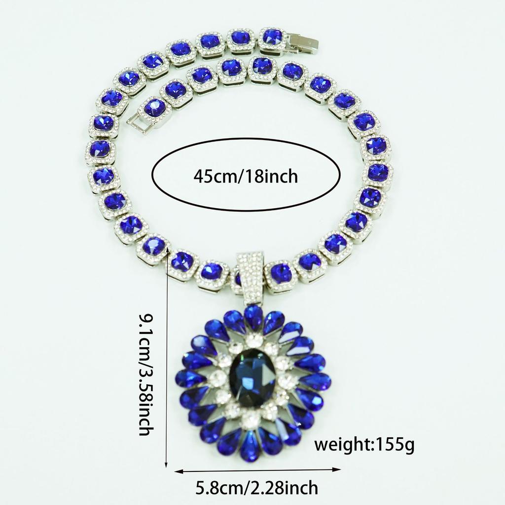 Water Drop Colored Diamond Pendant, Women's Collarbone Chain, Fashion Heavy Industry Light Luxury Designer Colored Necklace