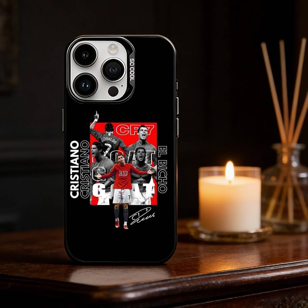 CR7 C-Cristiano R-Ronaldo Pouzdro na telefon Barva Stříbrný kryt Pro IPhone 17 16 15 14 13 12 11 Pro Max Plus