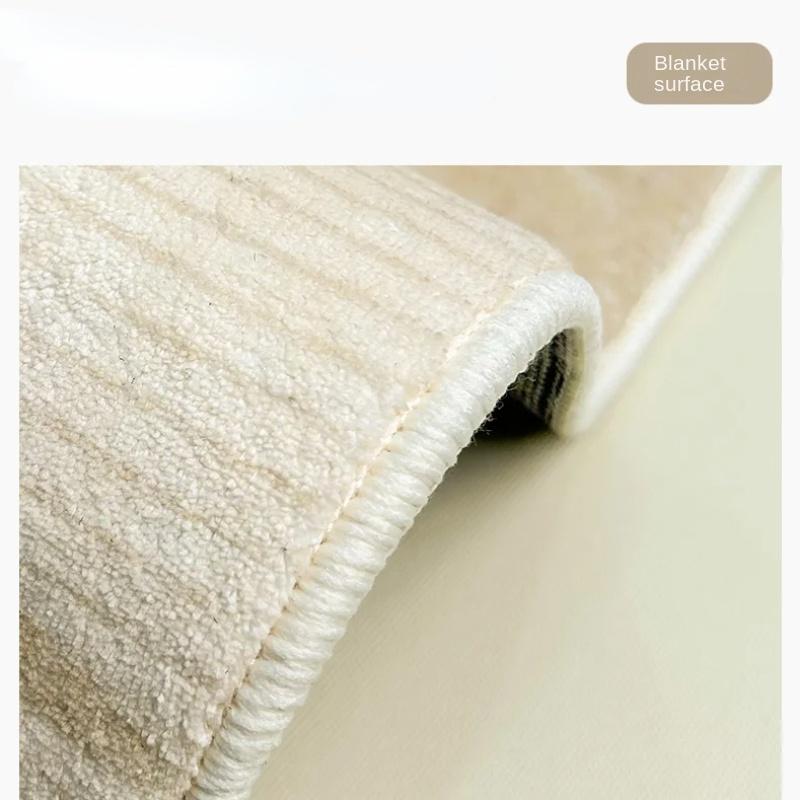 Cream Style Rugs for Bedroom Home Fluffy Soft Floor Mat Minimalist Lines Living Room Decoration Carpet Thicken Plush Bedside Rug