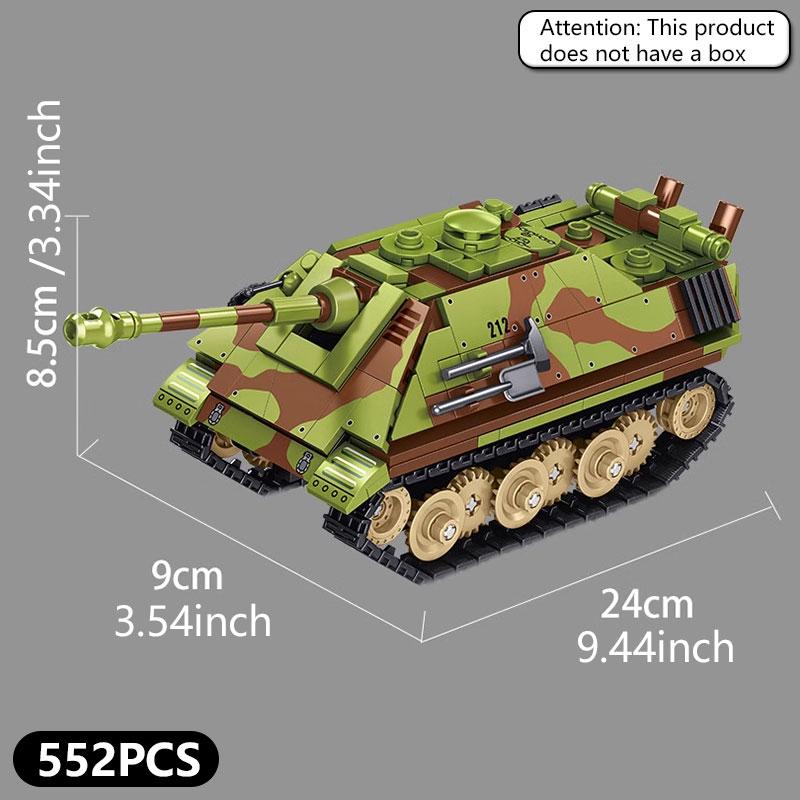 Bloques de construcción del tanque T34 clásico, juguetes de coche blindado clásico de la Segunda Guerra Mundial, adornos modelo educativos hechos a mano para niños