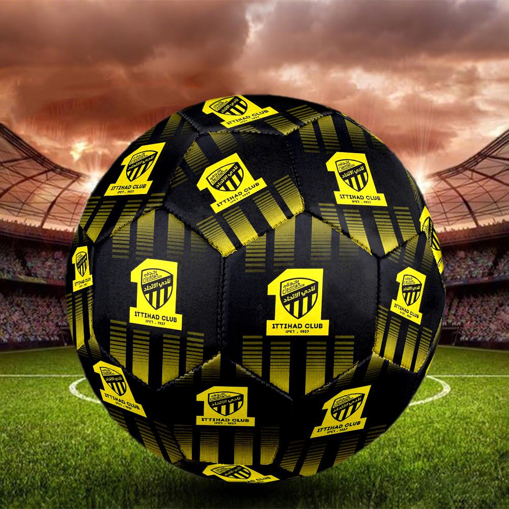 Al-Ittihad Club Indoor Soccer Ball Size 5 Colorful All Ages Machine Stitched PVC Competition Ready Durable High-Bounce