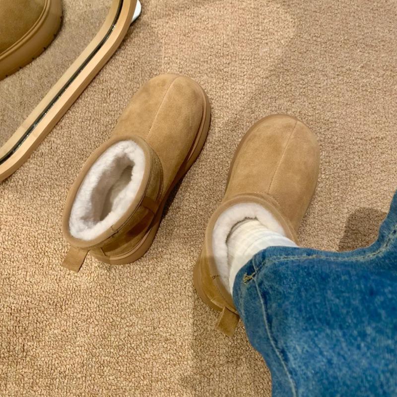 Winter new frosted leather thickened snow cotton boots bread shoes small women's shoes