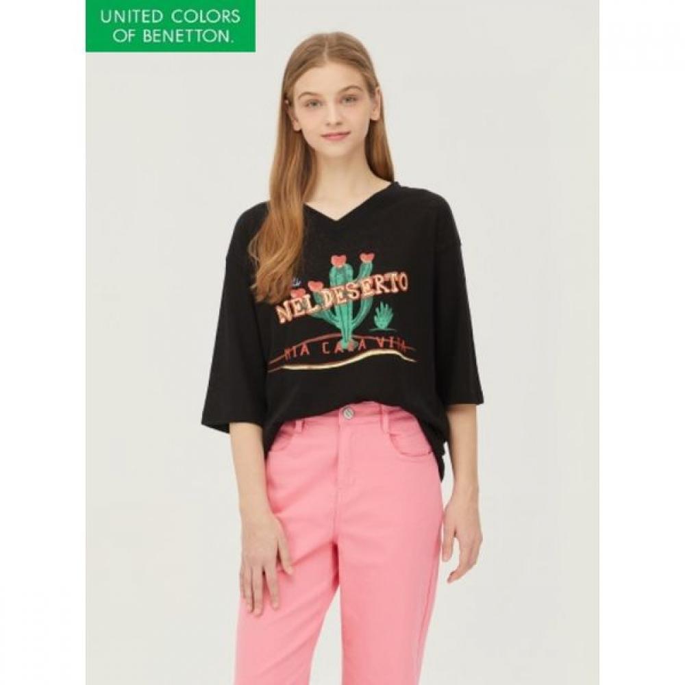 

Benetton Футболка из льна Kaya baTsb2531 BK/42