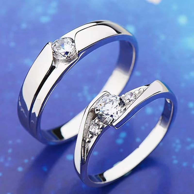 Huajie 2 шт./комплект Изысканные Простые Инкрустированные Блестящим Цирконом Романтические Кольца для Пар Наборы Помолвочное Личность Тренд 7