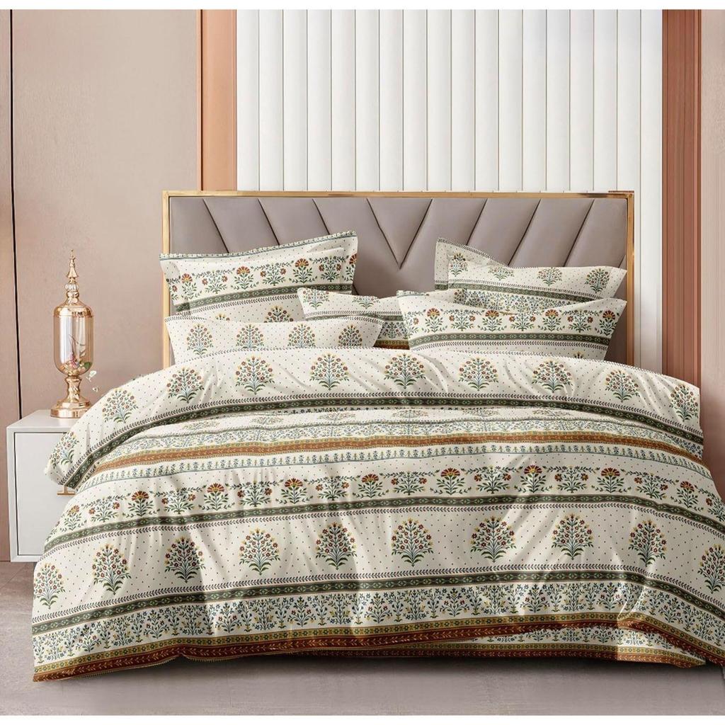 350TC Glace Cotton Wedding Comforter Set Double Bed King Size with 1 Bedsheet Flat and 2 Pillow Covers AC Duvet II 4 Pc