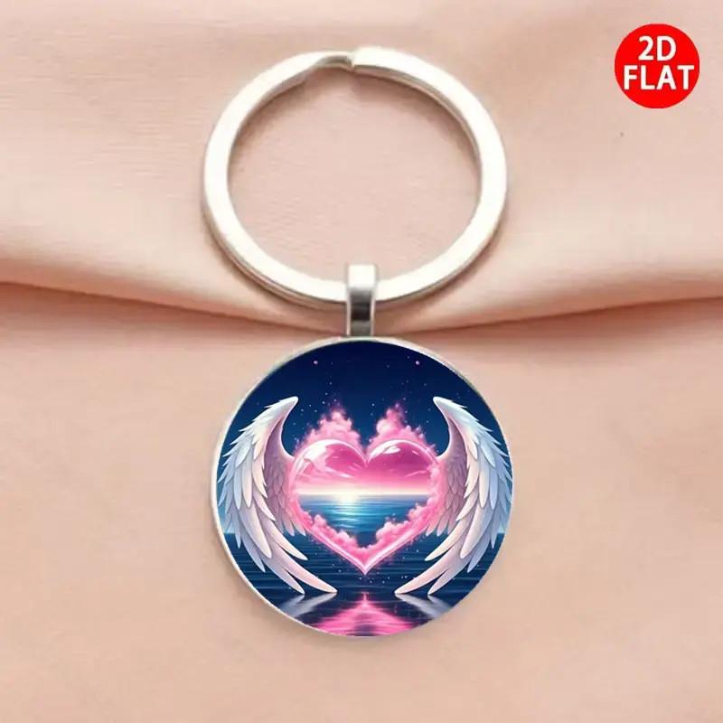 

Angel Wings Heart Marine Pattern Glass Alloy Keychain Gift For Teenagers And Party Events