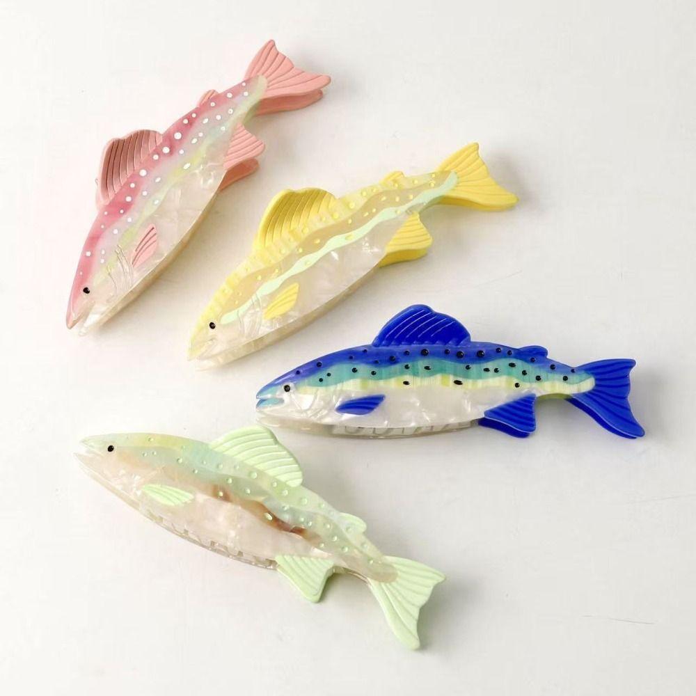 Sweet Hairpin Ocean Fish Hair Claw Acetate Acetic Acid Marine Animals Hair Clip Salmon Shark Clip Fish Grab Clip Travel
