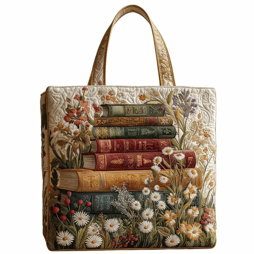 Sac fourre-tout matelassé vintage léger motifs imprimés 3D Sac à bandoulière grande capacité Coton Sac à main de voyage Accessoire pour femme