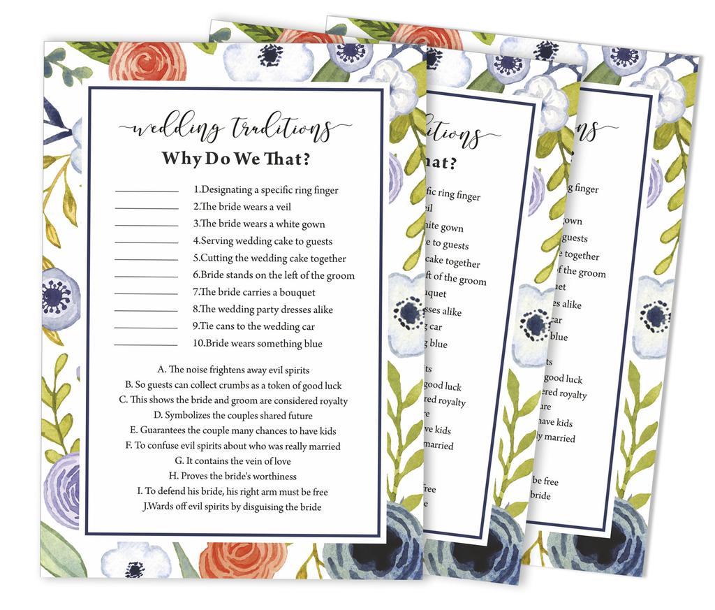 Inkdotpot 50A  FloralA  BingoA  GameA  CardsA  For Bridal Wedding Shower Bachelorette Party Bulk Blank Square Fill In Gift