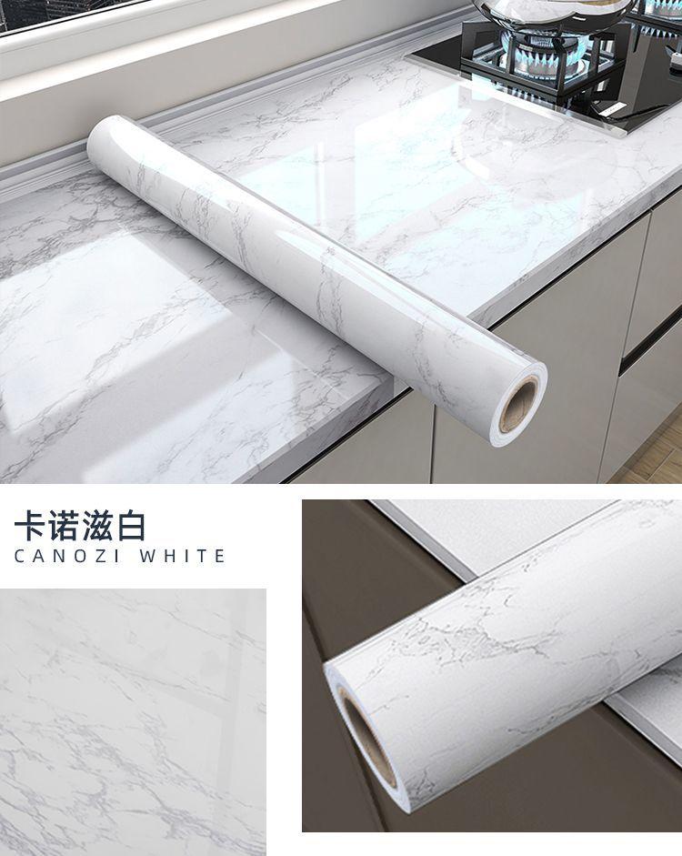 20M Marble Self Adhesive Waterproof Wallpaper for Kitchen Cabinet Oil Proof Mould Proof Modern Style Bathroom Wall Sticker