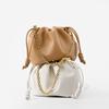 Designer Brand Women's Handbag Leather Shoulder Messenger Girl Daily Mini Chain Bag With Drawstring For Ladies New Trend Bucket Crossbody Pack