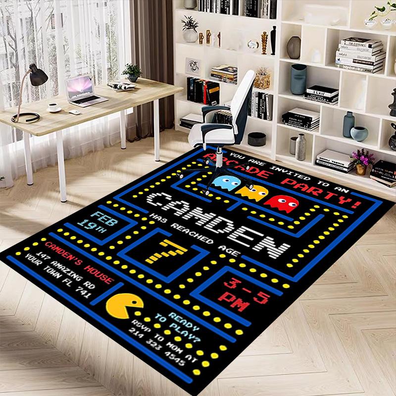 1pc Pacman Classic Gameplay Carpet for Playroom Bedroom Living Room Sofa Home Decor,kids Game Area Rug Non-slip Floor Mat Y730146