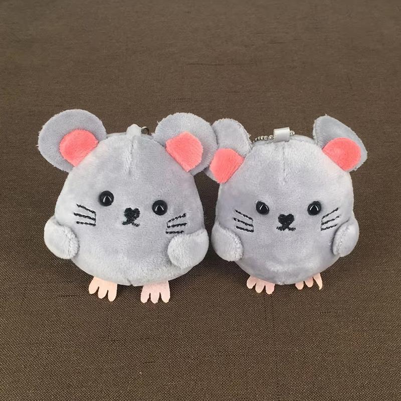 1 Piece 8Cm Grey Mouse Plush Toy Stuffed Animal Bag Key Pendant Key Chain Girl Wedding Gift Doll