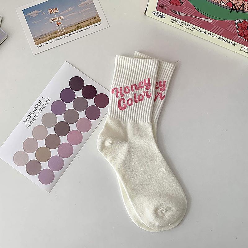 Pink Flower Women Socks  Cute Sweet Harajuku Cotton Socks Casual Korea Japanese Kawaii Girls Calcetines