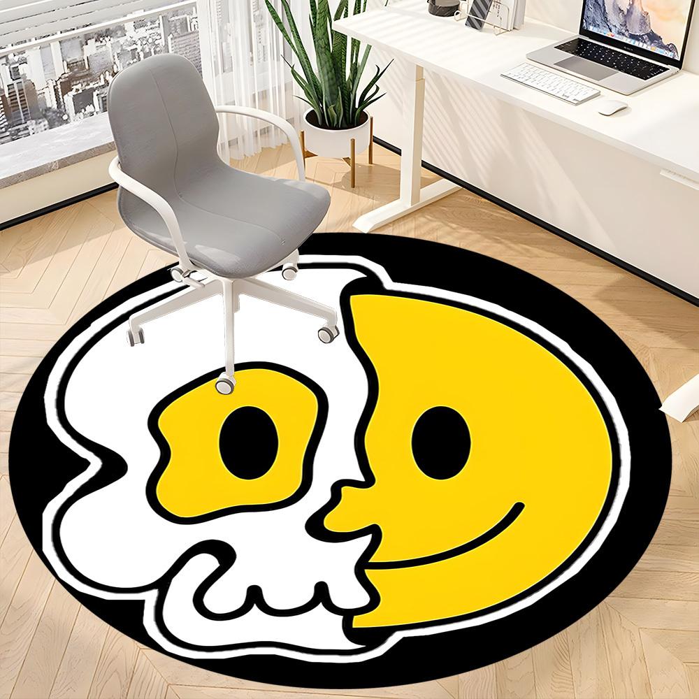 1pz Tappeto Teschio, Smiley, Rotondo Antiscivolo Durevole Grande Formato per Ufficio, Adatto per Ufficio