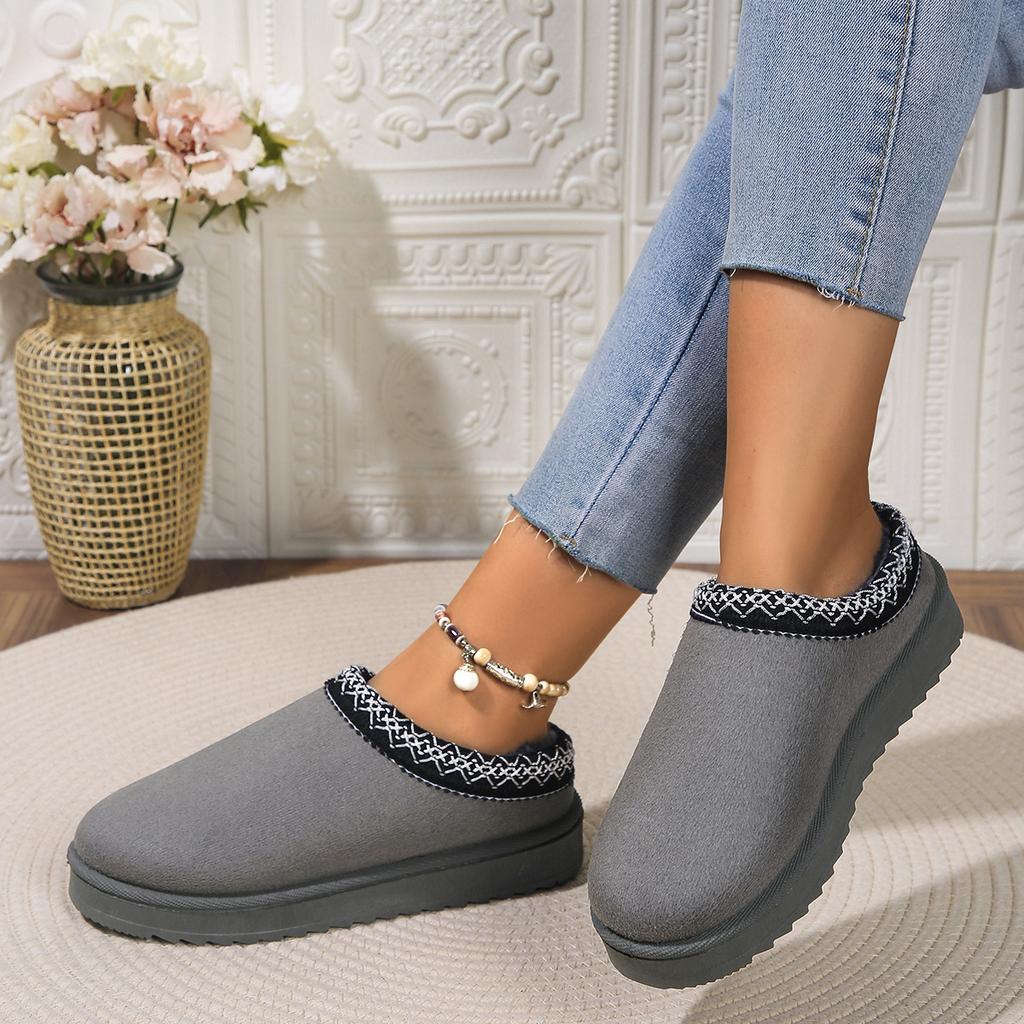 Snow Boots Women's New Winter Velvet Thick Sole Heightened Bag Head Large Size Velvet Thickened Cotton Shoes