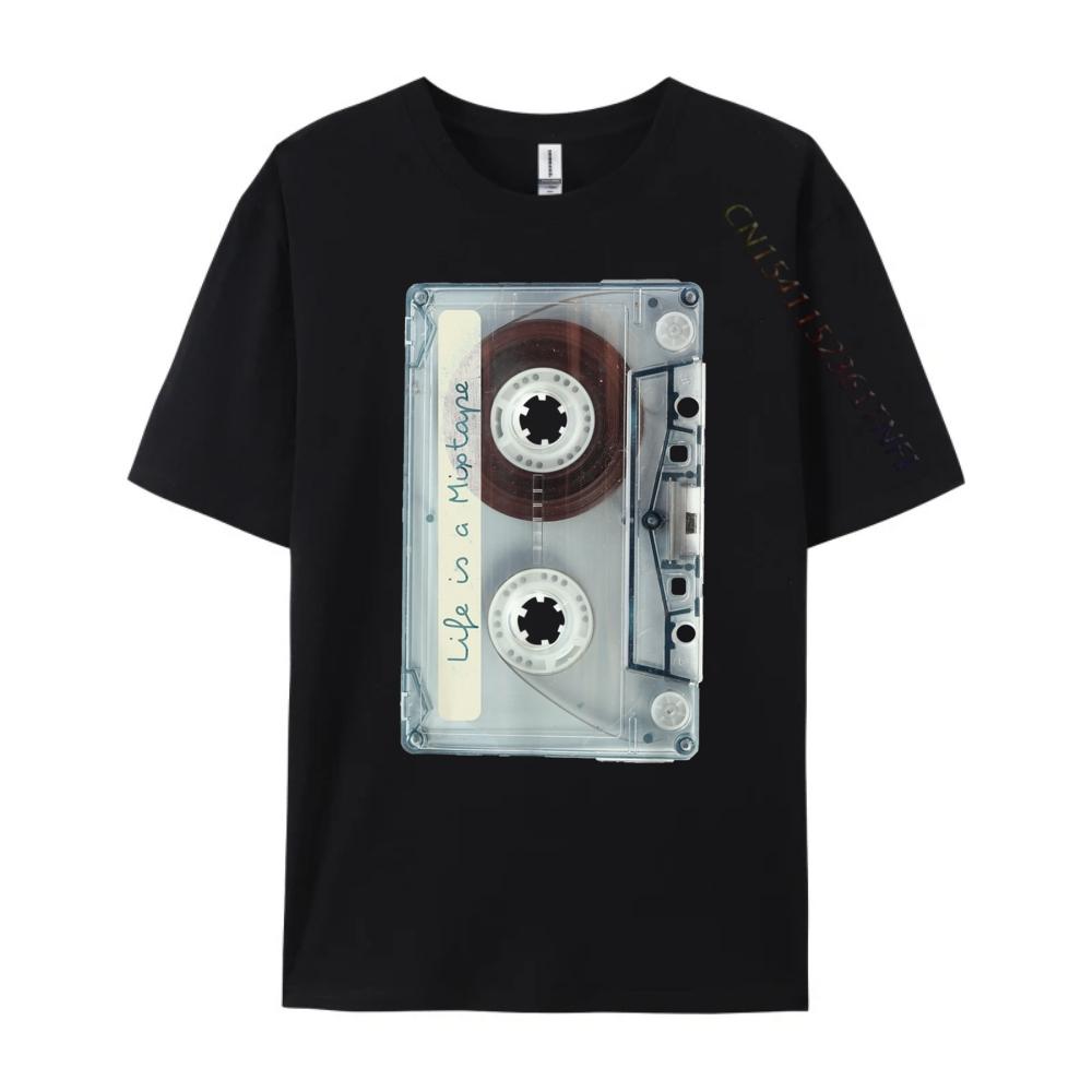 Life Is A Mixtape Old School Tape Cassette Printed T-Shirt Male T-Shirt Graphic Cotton Short Sleeve