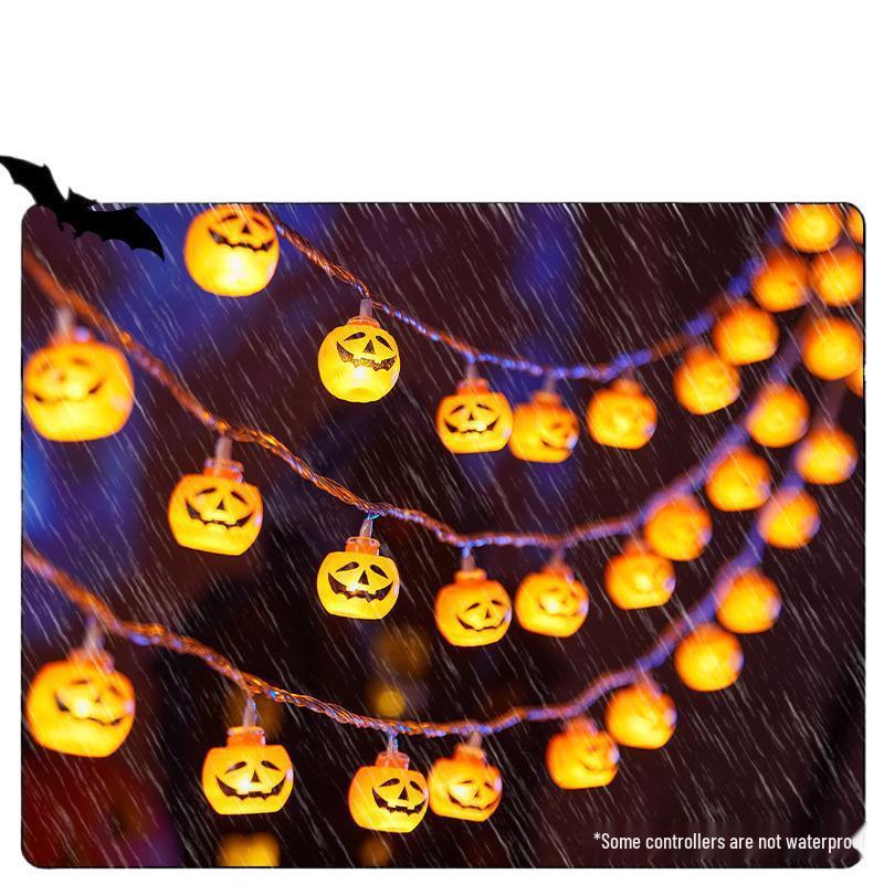 Light-Up Pumpkin String Lights for Halloween Decor and Party Ambiance