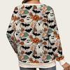 Ladies Spring Autumn Ghost Pumpkin Halloween O Neck Long Sleeve Pullover Hoodies Sweatshirt Top
