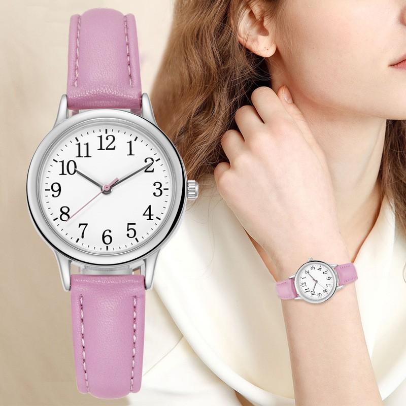 Montre à Quartz Décontractée pour Femme avec Cadran Numérique Arabe Simple et Bracelet