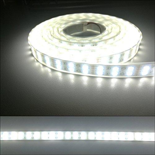 High brightness LED tape light 5m waterproof 24V 600 SMD5050 double row with cover white white base front light fishing boat/ship/truck/outdoor l