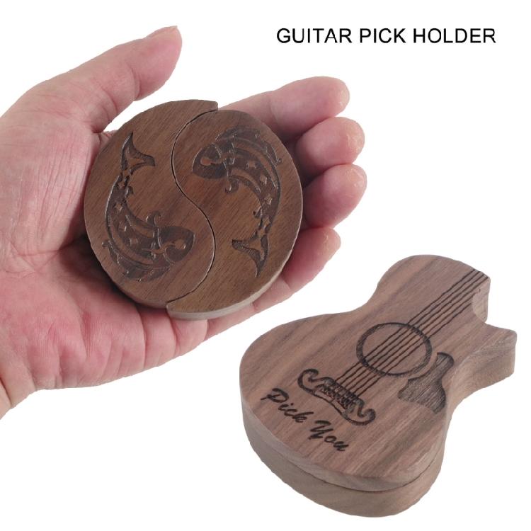 Wood Pick Storage Box Rotating Open Guitar Plectrums Cases Box Light Weight Portable Guitar Pick Holder Enduring