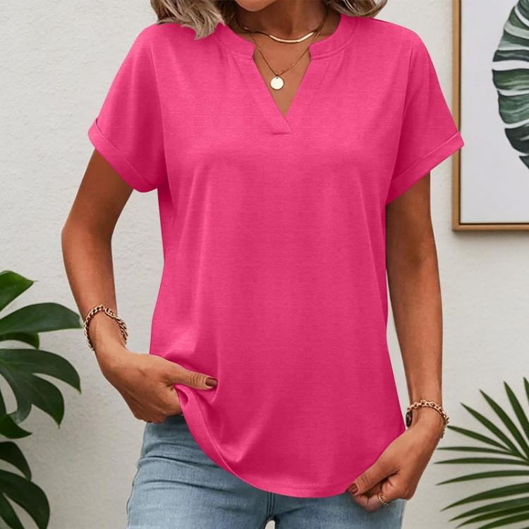 Women Summer V Neck Short Sleeve Tunic Tops Business Work Blouses Tee Shirts
