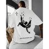 Winged Man Fallen Print Men'S Round Neck Athletic Graphic T-Shirt
