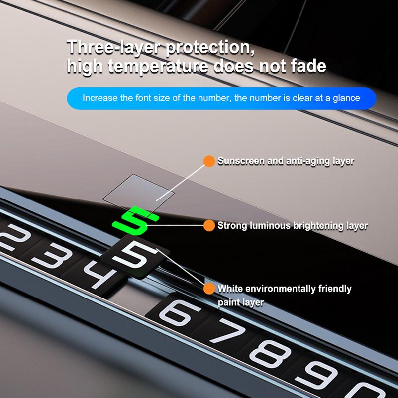Universal Metal Car Temporary Parking Card Sliding Hiding Display Phone Number Plate Park Stop In Car-styling Auto Accessories